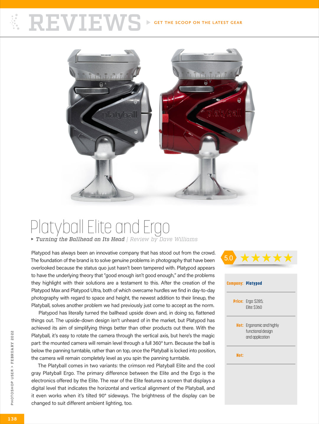 Platypod ELITE エリート ボールヘッド 自由雲台 新品 Platyball Elite - Camera Tripod Ball Head with LED Level